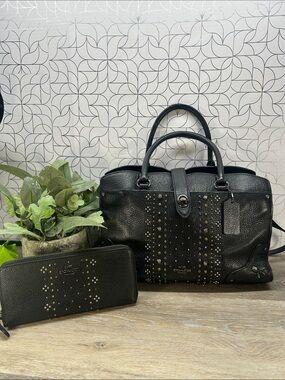 1674 Coach Mercer 30 Satchel in black leather & wallet set  271791674